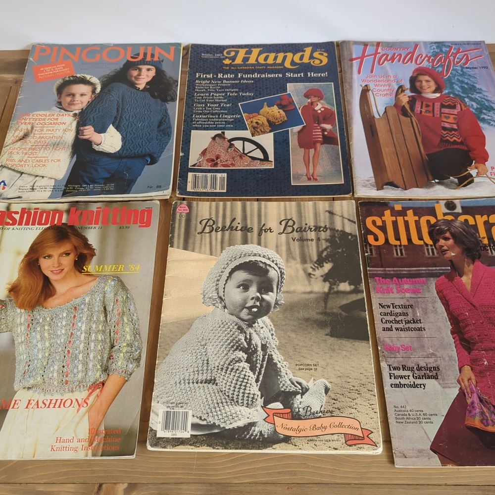 Vintage 1970-1991 Knitting Sewing Crafting Magazines (Lot of 6)